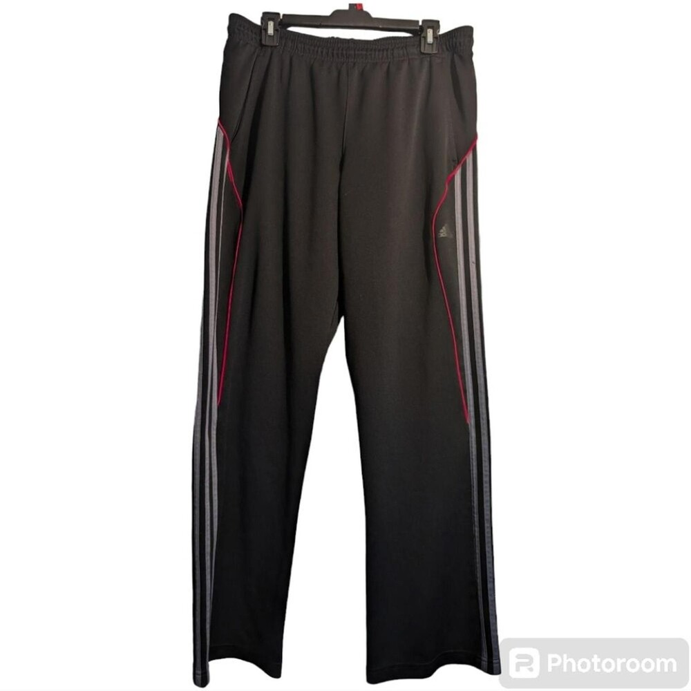 Adidas Sweatpants Men L Black & Grey Drawstring Stretch Active Pockets
